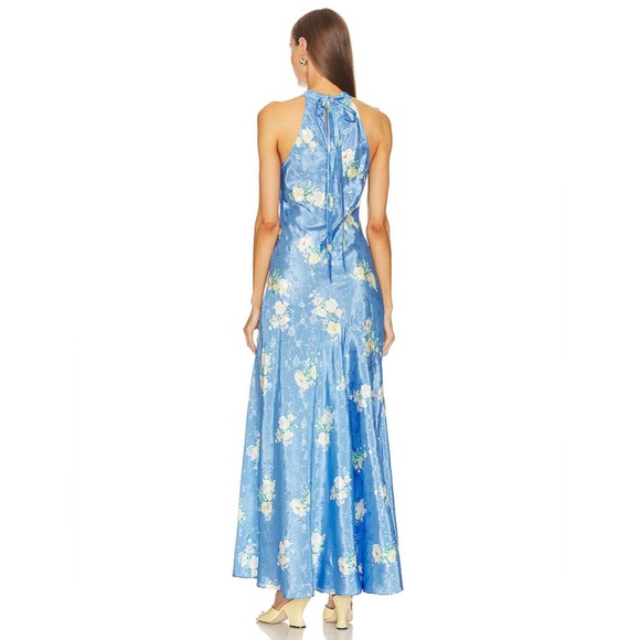 LOVESHACKFANCY Brinda Silk Maxi Dress in
Blueberry Lemonade - Picture 2 of 10